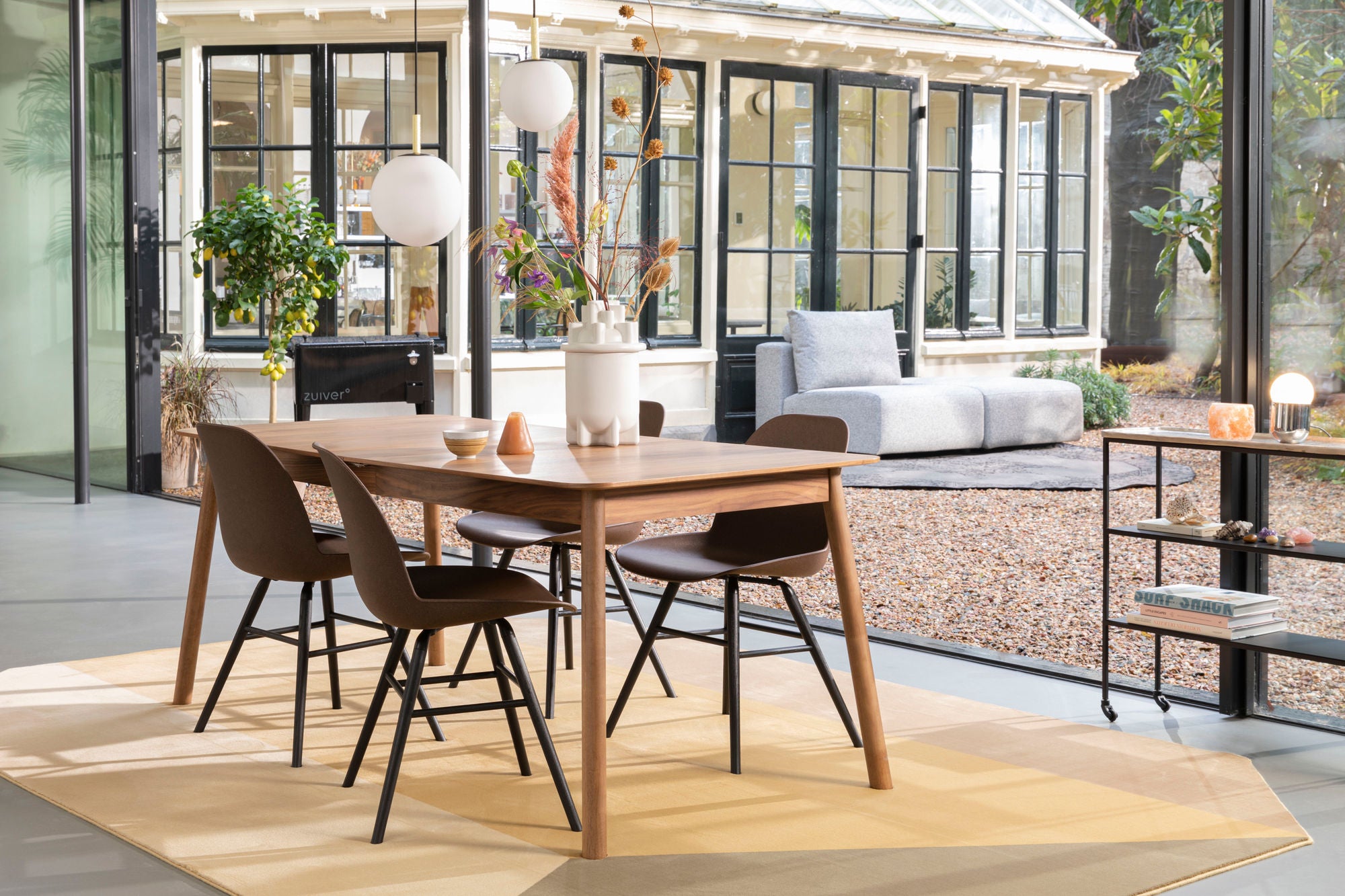 Zuiver Glimps Walnut Brown Wood Extending Dining Table 180cm